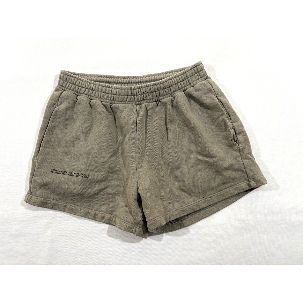 Pangaia Womens Sweat Shorts Beige Organic Recycled Cotton Mini Booty Gym Run S - Picture 2 of 9